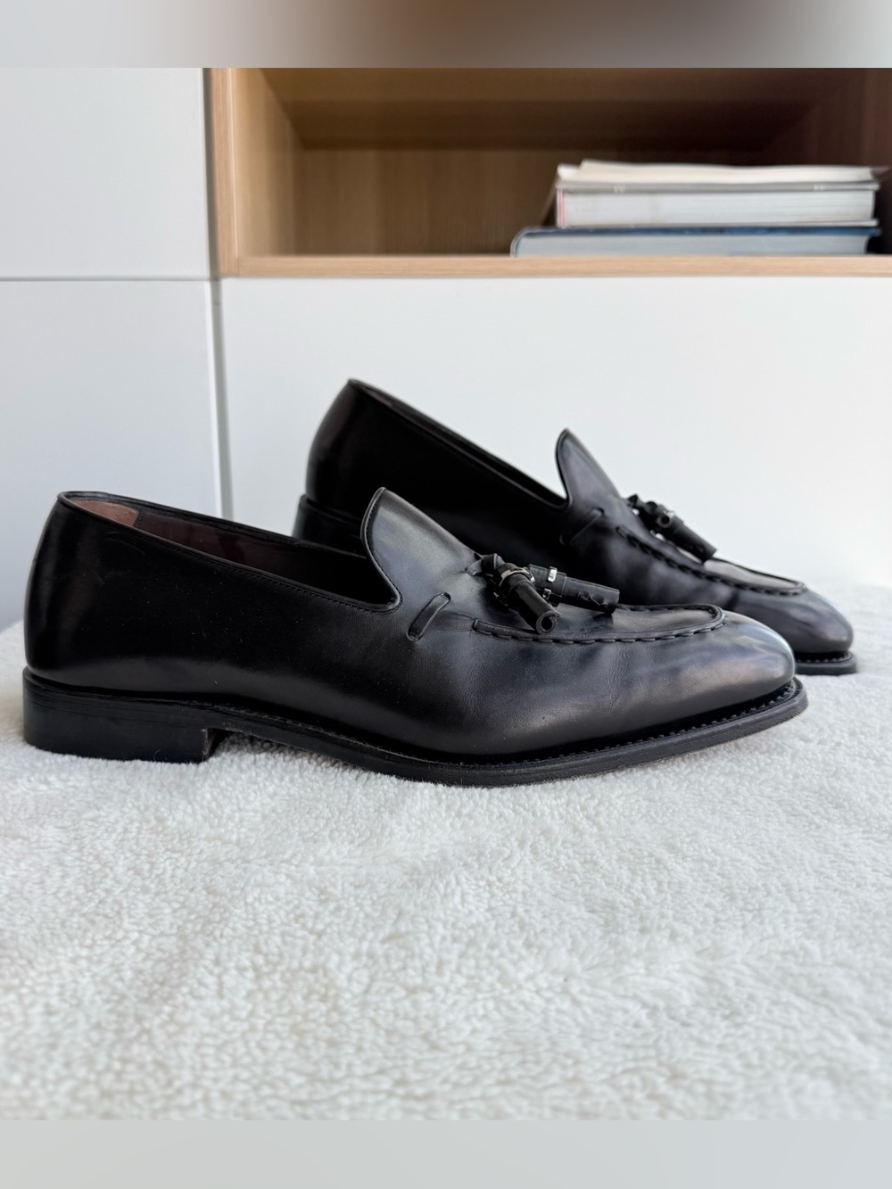 Salvatore Ferragamo Tramezza Black Leather Loafers Shoes 8.5 EE